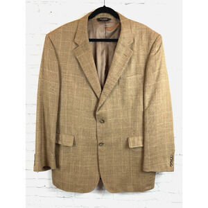 JOS. A. BANK beige silk wool linen check mens jacket blazer 46L